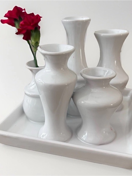 Other - White Ceramic Bud Vases - Home Accents